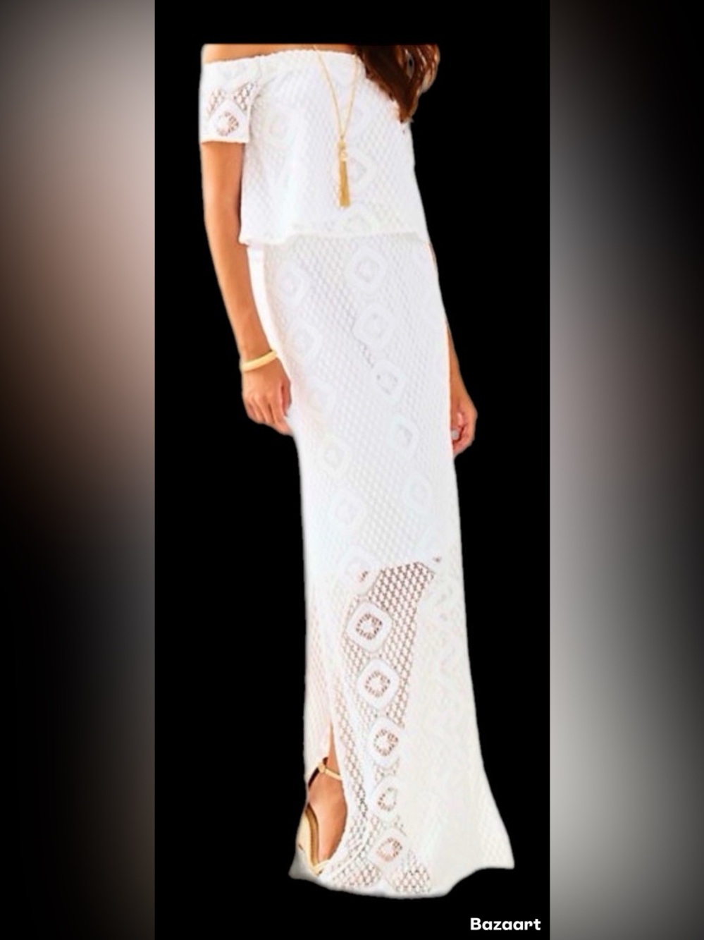 Lilly Pulitzer Mansi Lace Crop Top, Maxi Skirt set top medium skirt large EUC - Picture 2 of 11